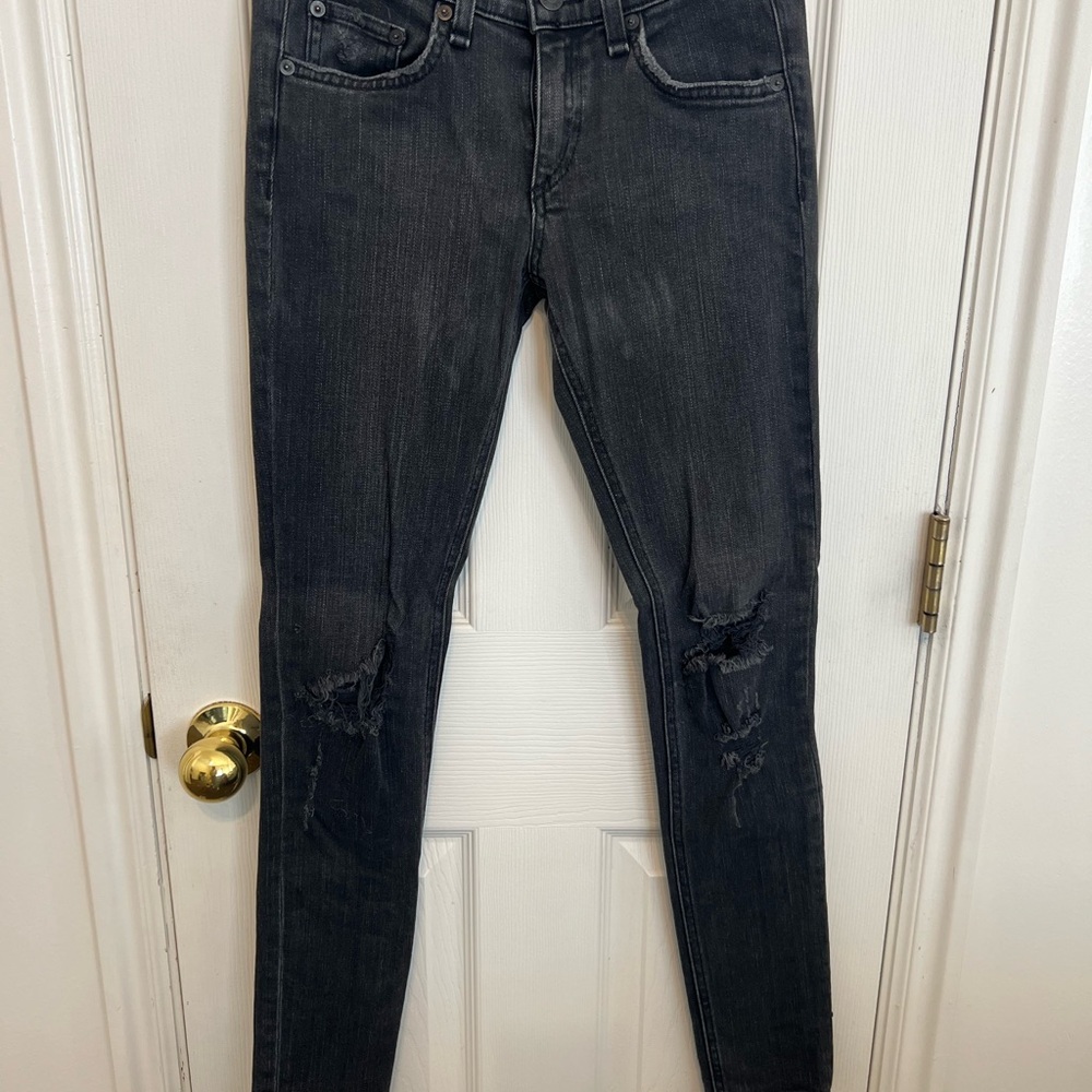 Rag & Bone Distressed Black Denim Jeans